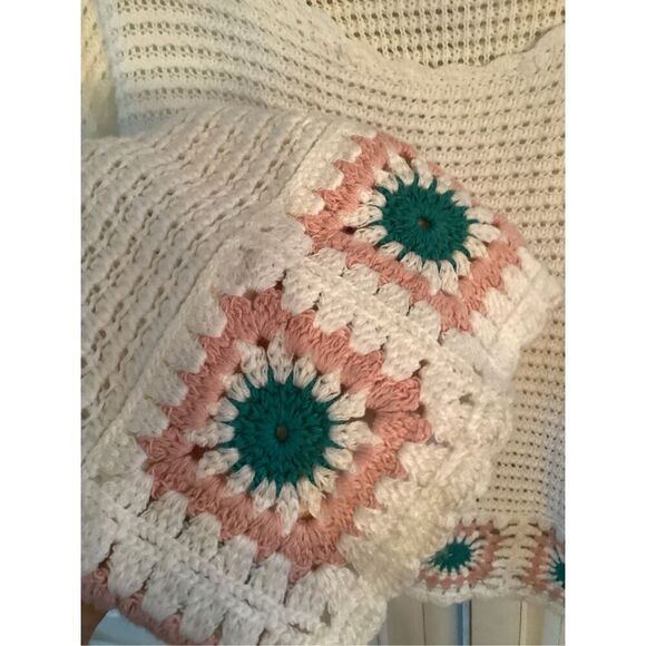 Sincerely Jules Crochet Open Knit Cropped Top Sz M Cottagecore - Picture 5 of 9